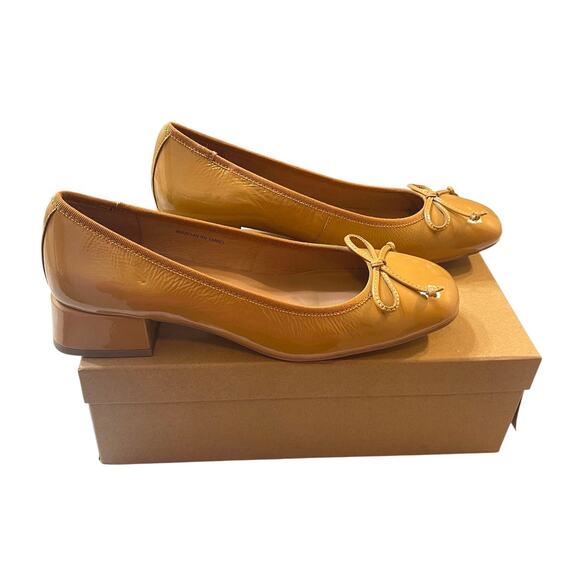 Bibi Lou Suzy Heeled Patent Ballet Pumps in Camel Size 40 / 9.5 US New in Box - Picture 5 of 10